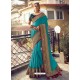 Turquoise Stylish Party Wear Embroidered Designer Wedding Sari