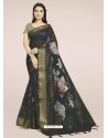 Black Fabulous Designer Casual Wear Linen Sari