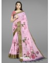 Pink Fabulous Designer Casual Wear Linen Sari