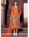 Ethnic Orange Cotton Designer Straight Salwar Suit