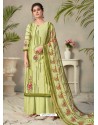 Green Designer Pure Cambric Party Wear Palazzo Salwar Suit