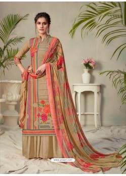 Camel Designer Pure Cambric Party Wear Palazzo Salwar Suit
