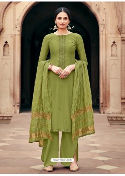 Green Designer Viscous Maslin Party Wear Palazzo Salwar Suit
