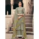 Grayish Green Designer Viscous Maslin Party Wear Palazzo Salwar Suit