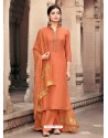 Orange Designer Viscous Maslin Party Wear Palazzo Salwar Suit