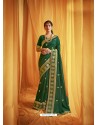 Dark Green Stylist Party Wear Designer Vichitra Silk Sari