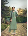 Grayish Green Designer Pure Maslin Party Wear Palazzo Salwar Suit