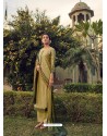 Pista Green Designer Pure Maslin Party Wear Palazzo Salwar Suit