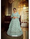 Sky Blue Heavy Embroidered Designer Soft Net Wedding Lehenga Choli