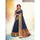 Dark Blue Latest Designer Party Wear Soft Cotton Sari