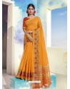 Yellow Latest Designer Party Wear Soft Cotton Sari