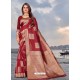 Maroon Latest Designer Party Wear Banarasi Silk Sari