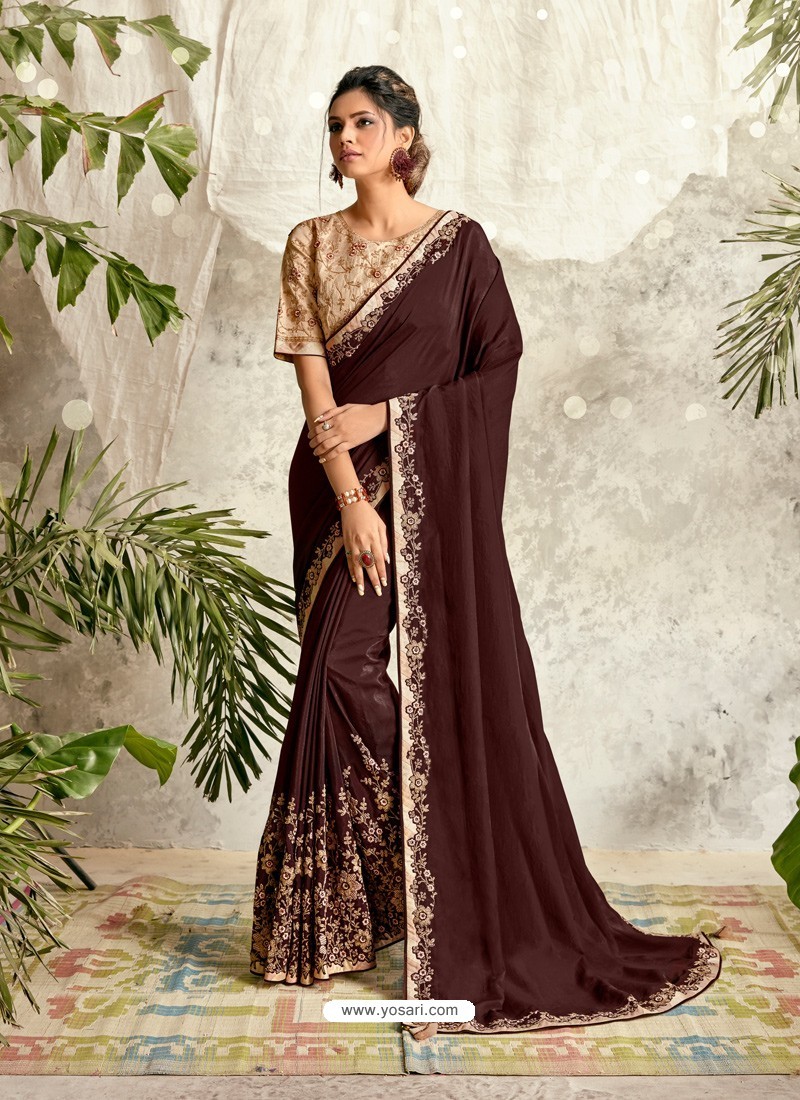 Deep Scarlet Latest Designer Party Wear Wedding Sari