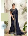 Navy Blue Latest Designer Party Wear Wedding Sari