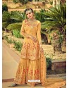 Mustard Latest Heavy Designer Wedding Sharara Salwar Suit