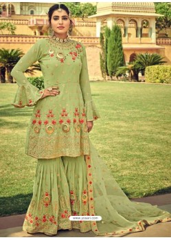 Green Latest Heavy Designer Wedding Sharara Salwar Suit