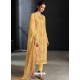 Yellow Party Wear Designer Cotton Linen Straight Salwar Suit