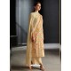 Cream Party Wear Designer Cotton Linen Straight Salwar Suit