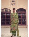 Green Fabulous Designer Party Wear Jam Silk Palazzo Suit