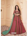 Rose Red Mesmeric Designer Party Wear Soft Silk Gown Style Anarkali Suit
