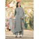 Grey Party Wear Designer Maslin Silk Cotton Straight Salwar Suit