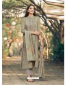 Taupe Party Wear Designer Maslin Silk Cotton Straight Salwar Suit