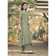 Olive Green Party Wear Designer Maslin Silk Cotton Straight Salwar Suit