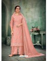 Pink Party Wear Designer Chanderi Straight Salwar Suit