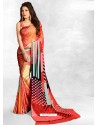 Orange Latest Designer Casual Wear Crepe Sari