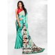 Aqua Mint Latest Designer Casual Wear Crepe Sari