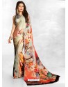Multi Colour Latest Designer Casual Wear Crepe Sari