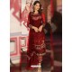 Maroon Party Wear Designer Heavy Georgette Straight Salwar Suit
