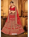 Stunning Red Heavy Embroidered Designer Bridal Lehenga Choli
