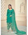 Jade Green Heavy Designer Pure Jam Cotton Punjabi Patiala Suit