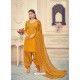 Yellow Heavy Designer Pure Jam Cotton Punjabi Patiala Suit