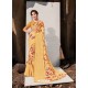 Light Yellow Designer Lukhnavi Embroidered Party Wear Silk Georgette Sari