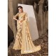 Light Beige Designer Lukhnavi Embroidered Party Wear Silk Georgette Sari