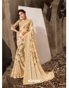 Light Beige Designer Lukhnavi Embroidered Party Wear Silk Georgette Sari