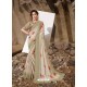 Taupe Designer Lukhnavi Embroidered Party Wear Silk Georgette Sari
