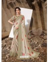 Taupe Designer Lukhnavi Embroidered Party Wear Silk Georgette Sari
