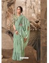 Sea Green Designer Lukhnavi Embroidered Party Wear Silk Georgette Sari