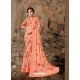 Orange Designer Lukhnavi Embroidered Party Wear Silk Georgette Sari
