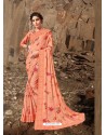 Orange Designer Lukhnavi Embroidered Party Wear Silk Georgette Sari