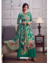 Jade Green Latest Designer Party Wear Pure Jam Palazzo Suit