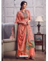 Light Orange Latest Designer Party Wear Pure Jam Palazzo Suit