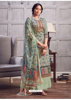 Pista Green Latest Designer Party Wear Pure Jam Palazzo Suit