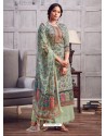 Pista Green Latest Designer Party Wear Pure Jam Palazzo Suit