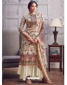 Off White Latest Designer Party Wear Pure Jam Palazzo Suit