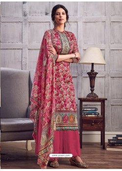 Rose Red Latest Designer Party Wear Pure Jam Palazzo Suit