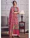 Rose Red Latest Designer Party Wear Pure Jam Palazzo Suit